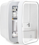 KFO Mini k&uuml;lmik 4 L, ultra vaikselt (20 dB) koos LED-peegliga kosmeetika ja jookide jaoks, 220 V AC/12 V DC termoelektriline jahutus ja k&uuml;te, v&auml;ike k&uuml;lmik magamistuppa, kontorisse, autosse