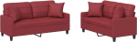 Tomostar Sofa-Set f&uuml;r Wohnzimmer, 3-Sitzer- und 2-Sitzer-Sofad, 2-teilig und Kissen, Bordeauxrot, Kunstleder