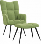 vidaXL lamamistool koos tugitooliga, TV-tool, tugitool, polsterdatud tool, tugitool, tiibtool, elutuba, heleroheline, sametne