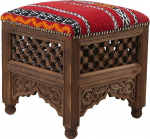 Casa Moro Moro Moroccan Stool Sana Oriental Ottoman 42 x 42 Istme k&otilde;rgus 45 cm Jalahoob k&auml;sitsi kootud kilimkattega A Dream from 1001 Night KH2020