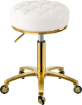 XCRFKGW Rolling Stool, Gold Stool with Wheels, Round Swivel Stool, Height Adjustable 43-55 cm, Comfort PU Leather Office Stool, Work Stool, Maximum Load 150 kg, Makeup Stool for Massage, Salon, Spa