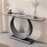 Eleganter 150 cm Konsolentisch mit goldenen Akzenten - geometrisches Metallgestell f&uuml;r Eingangsbereich, Wohnzimmer, Flur und Diele - stilvolle Aufbewahrungsl&ouml;sung hinter dem Sofa