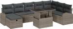 Rantry 9-teiliges Garten Sofa Set mit Kissen Grau Poly Rattan Gartenlounge Model3359776