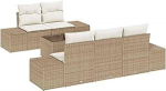 Rantry 6-teiliges Garten-Sofa-Set mit Kissen Beige Poly Rattan Gartenlounge Model3355610