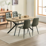 ANVOFONG s&ouml;&ouml;gilaud ja toolid (4 rohelist tooli), 140 x 80 x 76 cm ristk&uuml;likukujuline s&ouml;&ouml;gilaud massiivpuidust ja tehnilised riidest s&ouml;&ouml;gitoolid, sobib k&ouml;&ouml;ki, s&ouml;&ouml;gituppa ja elutuppa.