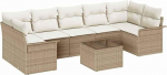 Rantry 8-teiliges Garten-Sofa-Set mit Kissen Beige Poly Rattan Gartenlounge Model3345281