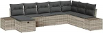 Rantry 8-teiliges Garten Sofa Set mit Kissen Hellgrau Poly Rattan Gartenlounge Model3360763