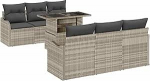 7-teiliges Garten-Sofa-Set mit Kissen Hellgrau Poly-Rattan Gartenlounge Model3348388