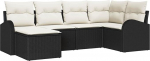 6-teiliges Garten Sofa Set mit Kissen Schwarz Poly Rattan Gartenlounge Model3346107