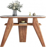 Talumaja konsoollaud 46-tolline massiivpuidust konsoollaud Faux marmorist laua ja riiulitega laud