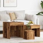 XHNIFBN Beistelltische 3er Set Altholz Optik Holzwerkstoff Platzsparend Nesting Coffee Tables 45/35/24 cm Modernes Design Robust & Langlebig f&uuml;r Wohnzimmer Schlafzimmer Flur