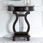 Konsolentisch, Halbrunder Sofatisch, Konsolentisch aus Massivholz f&uuml;r den Flur, an der Wand hinter dem Couchtisch, mit Schubladen, Akzenttisch f&uuml;r das Foyer (schwarz)