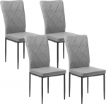WOLTU Dining Room Chairs Set of 4 for Dining Room Kitchen Living Room Office Kitchen Chairs Velvet with High Back Metal Legs Maximum Load 150 kg Dark Grey