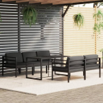 6-teiliges Gartensofa-Set mit Kissen aus anthrazitfarbenem Aluminium, f&uuml;r den Au&szlig;enbereich, Gartenm&ouml;bel-Set f&uuml;r den Au&szlig;enbereich, S1