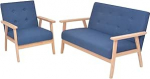 Gecheer Sofagarnitur 2-TLG. Stoff Blau, Moderne Couch Polstersofa f&uuml;r Wohnzimmer Schlafzimmer Spielzimmer274912