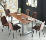 SAM 7-osaline Esra s&ouml;&ouml;gikomplekt s&ouml;&ouml;gilaud 120 x 80 cm akaatsiapuust konjaki v&auml;rvi raam h&otilde;bedane raam 6 x ULF pruun