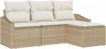 Rantry 4-teiliges Garten-Sofa Set mit Kissen Beige Poly-Rattan Gartenlounge Model3355340