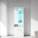 Witimisy Vitrine mit 16 Farben LED Beleuchtung,Standvitrine,Stauraumvitrine,Schrank Wohnzimmerschran,LED Schr&auml;nke Buffet-Schran,Wei&szlig;
