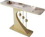 Moderner Eingangstisch mit Felsplatte, schmale Konsole f&uuml;r Foyer oder Flur, 99,8 cm, goldfarbener Sofatisch, stilvolle schmale Konsole f&uuml;r Wohnzimmerdekoration