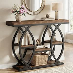 Lailang 100cm Konsolentisch Flur, Konsole Holz, Flurtisch Schmal, Ablagetisch, Industriestil Regal, Eingangstisch Wohnzimmer, 100 x 30 x 80 cm, Rustikales Braun