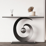 Generisch Moderner Konsolentisch im Industriestil mit Marmoroptik, runder Beistelltisch f&uuml;r Flur und Wohnzimmer, stilvoller Beistelltisch f&uuml;r Eingangsbereich und Wohnzimmer (Schwarz, 80 cm)