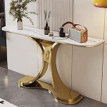 Generisch Industrieller Konsolentisch, schmaler Eingangstisch mit Metallfu&szlig;, Langer Sofatisch f&uuml;r Wohnzimmer, Schlafzimmer, Foyer - Gold-Finish, 100 cm/39,3 Zoll Akzentm&ouml;bel