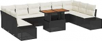 11 osa Garten Diivan komplekt mit Kissen Schwarz Poly Rattan Gartenlounge Model3358749
