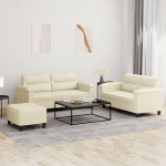 Creme Kunstleder 2-Sitzer-Sofa mit Fu&szlig;hocker, 140 cm, max. 110 kg pro Sitz Model3202368
