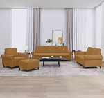 Gecheer 4-TLG. Sofagarnitur mit Kissen Braun Samt, Moderne Couch Polstersofa f&uuml;r Wohnzimmer Schlafzimmer Spielzimmer3202187