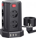 Sameriver Power Strip 4 USB-ga, 8 pistikupesa, &uuml;lepingekaitse, vooluv&otilde;rk koos l&uuml;litiga, 3 m pikenduskaabel, mitu pistikupesa torni koju, kontorisse ja kontorisse.