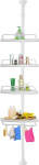 Telescopic Shower Rack Shelf - 285cm - Adjustable White Corner Shower Bathroom Shelf Rack