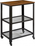 IBUYKE TMJ011H Serving Trolley, Kitchen Shelf, 60 x 40 x 81 cm, Trolley, Kitchen Shelf on 4 Wheels, Steel Frame, 3 Shelves, for Kitchen and Living Room, Industrial Design