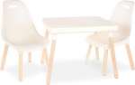 B. spaces Children's Table with 2 Chairs - Children's Seating Set - 1 Table and 2 Children's Chairs with Wooden Legs for Children from 3 Years (3 Pieces) Children's Furniture, Cream White