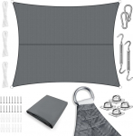 LOVE STORY Waterproof Sun Sail, 3 x 4 m, Rectangular with Stainless Steel Mounting Kit, Oxford Sun Sail, Water-Repellent Sun Protection, 95% UV Protection for Outdoor Area, Garden, Balcony, Patio