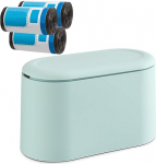 MEETOZ Mini Trash Can with Lid, Small Trash Can, Desk Trash Can, Countertop, Mini Trash Bin, Tiny Waste Basket, Free 3 Rolls Trash Bags (Light Green with Lid)