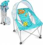 Bright Starts Disney Finding Nemo Pop 'N Chill Indoor Outdoor Travel Seat Child Car Seat with Sun Protection UPF 50+, Blue, 0-6 Months
