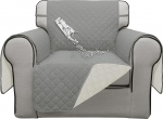 ISSUNTEX Double Protection Waterproof Chair Sofa Covers for Living Room, Couch Covers for Chair Sofa, Reversible Furniture Protector Sofa Cover for Dogs, Pets, Children (Chair, Light Grey/Ivory)