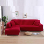 Corner Sofa Slipcovers, Elastic L Shaped Sofa Covers, Non-Slip Sofa Cover for Pets Kids, Corner Sofa Covers, Furniture Protector - for Living Room, Red, 2 Seats (2 Seats (145~185 cm)