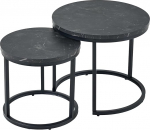 Riess Ambiente Set of 2 Elegance Side Tables 45 cm Black Marble Design Metal Frame Round Space-Saving Coffee Table for Your Living Room