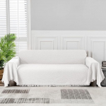 MEETSKY White Couch Cover Sofa Slipcover for Section Sofa Covers Universal Use Cotton Blend Thick Fabric Washable Woven Texture Modern Design for Living Room XL:91"