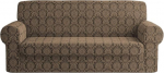 Irge Persia 2/3/4 Seater Elastic Sofa Cover for Damask Sofas (Taupe, 4 Seater)