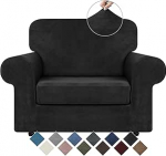 WEERRW 2 Pack Velvet Stretch Chair Diivan Covers Luxury Soft Velvet Pluusi Diivan Cover m&ouml;&ouml;bli kaitsja elastse alusega lemmikloomade jaoks masinpesu must v&auml;ike