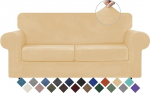 WEERRW Velvet diivanikatted 2 padja jaoks, diivan diivan - High Stretch Luxury Velvet Plush 3 t&uuml;kki diivanikatted elastse p&otilde;hjaga, m&ouml;&ouml;bli kaitsja lemmikloomadele, masinpesu, Champagne, Medium