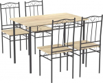 LafeuR Dining Set 5-Piece Kitchen Table Set Dining Room Table with Chairs for Dining Room Kitchen Living Room Beech