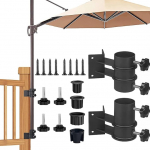 Plastkattega p&auml;ikesevarju hoidja, vastupidav p&auml;ikesevarju hoidja &otilde;ue, r&otilde;dule, &otilde;ue, aeda, sobib 50 mm vihmavarju posti l&auml;bim&otilde;&otilde;duga, must