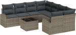 vidaXL Diivan Set mit Kissen mit Speicher 9 pcs Grau Poly-Rattan, Garten und Terrasse, modernes modulares Outdoor-Sofa-Set, Bequeme Patio-M&ouml;bel, anpassbare Lounge, Entspannungssuite