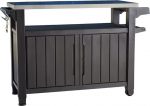 Keter Unity XL BBQ Beistelltisch, Abmessungen 134x51.7x89.6cm, grau, wetterfest, Arbeitsplatte aus Edelstahl, Outdoor Sideboard, perfekt f&uuml;r das Grillen im Winter