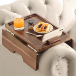 BLUEWEST Sofa Armrest Tray, Arm Table Sofa Arm Tray with Heavy Duty Large Grip Arm, Double Large SS304 Hinges and 360&deg; Rotating Phone Holder, Non-Slip/Flexible with Various