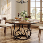 Lailang 120 cm &uuml;mmargune s&ouml;&ouml;gilaud, t&ouml;&ouml;stuslikus stiilis s&ouml;&ouml;gilaud, puit, k&ouml;&ouml;gilaud, lahtiv&otilde;etav laud, s&ouml;&ouml;gilaud 4 inimesele, k&ouml;&ouml;k ja s&ouml;&ouml;gituba, 120 x 120 x 75 cm, p&auml;hkelpuu ja must