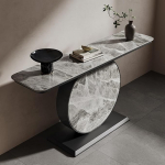 Moodne konsoollaud, konsool sissep&auml;&auml;sualale, kriimustuskindel kiltkivi plaat, esikusse laud, n&auml;ituse laud, diivanilaud sissep&auml;&auml;suks, esikusse, elutuppa (must + hall, 80 cm/31,5 tolli)